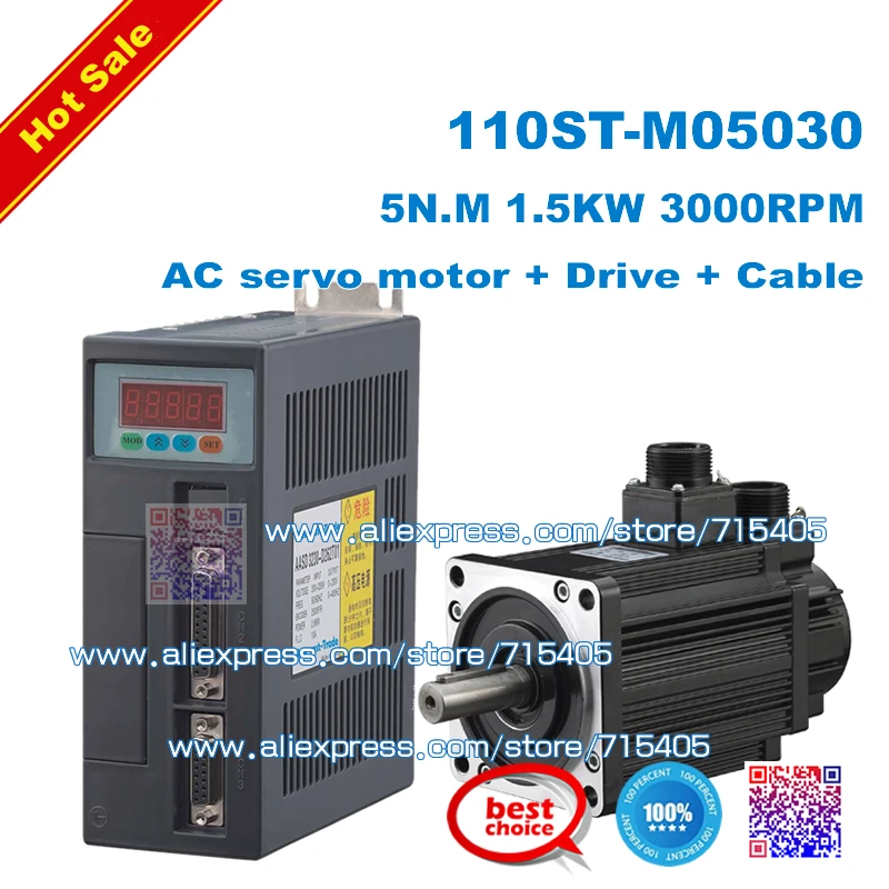 

NEW AC SERVO MOTOR & DRIVER SYSTEM 5N.M 1.5KW 3000RPM 110ST AC Servo Motor 110ST-M06030 + Matched Servo Driver