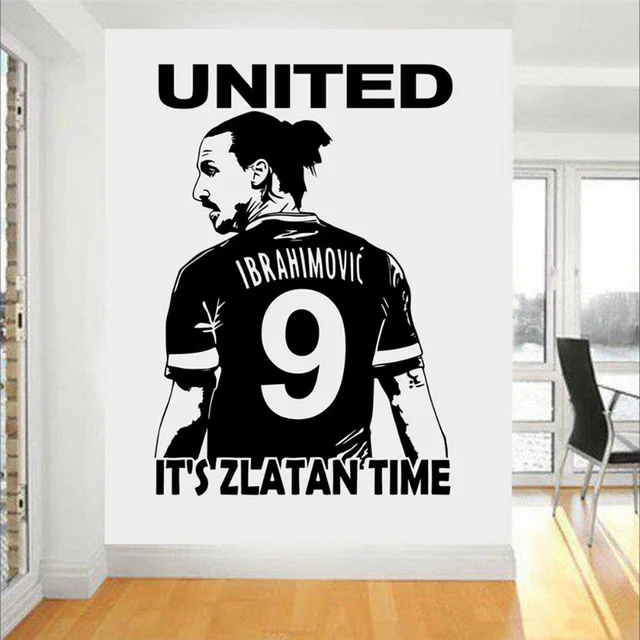 ズラタン イブラヒモビッチサッカースター壁アート 3d ポスターサッカー壁のステッカー少年の寝室の壁紙壁画 Aliexpress ホーム ガーデン