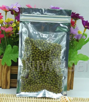 

12X20CM,100 X Translucent Aluminium foil Zip Lock Bag - Silver Metallic aluminum Mylar and Resealable plastic pouch clear Front