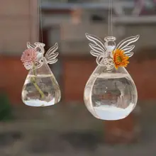 Милая в форме ангела стеклянная Цветочная плантатор прозрачная подвесная ваза домашний офисный, Свадебный декор 1 шт