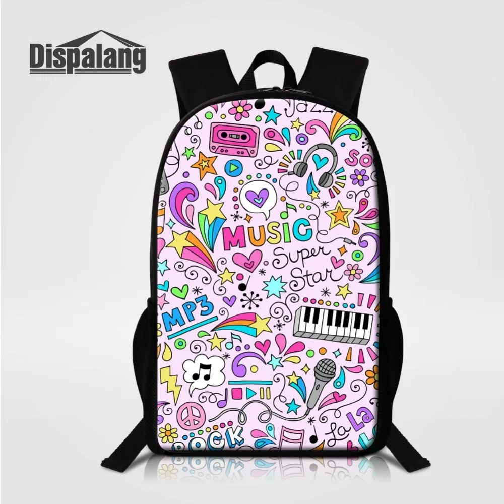 Us 19 99 32 Off Dispalang Backng Backpack Cartoon Music Note Prints Women Cute Lightweight Bookbags Middle High School Bags For S In