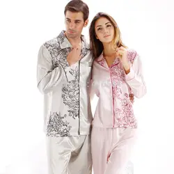 Атласные пижамы женские пижамы для Демисезонный Домашняя одежда Женская шелковая пижама принт атласные пижамы Lover парная Пижама женские