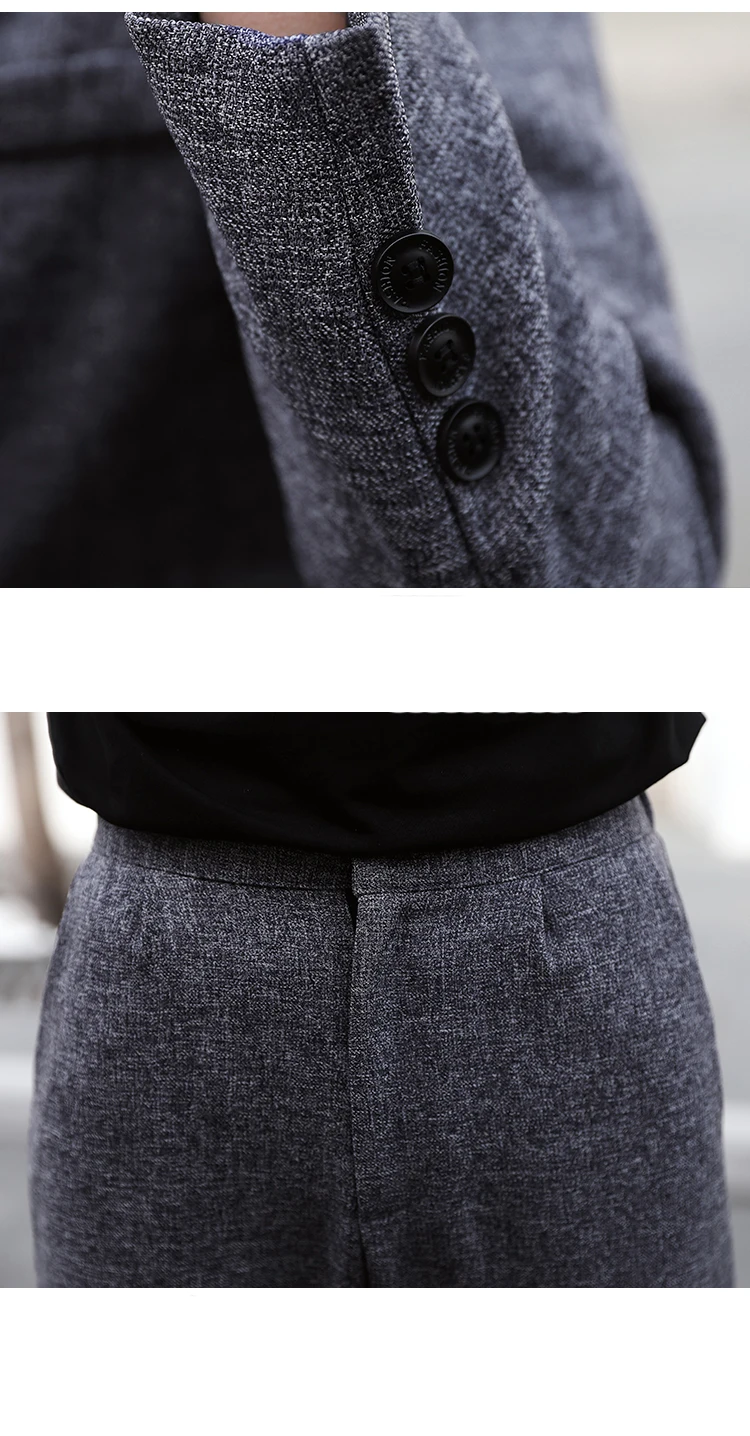 Серые комплекты из двух предметов, Корейская Осенняя мода, повседневный блейзер+ брюки, пиджак, женские брюки, офисные Официальные Женские брюки, костюмы, новинка