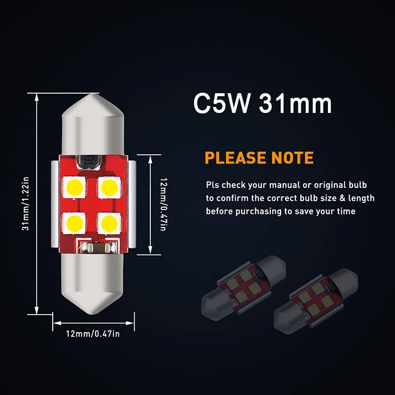 OXILAM 4 шт. Canbus C5W светодиодный 3030 SMD гирлянда 31 мм 36 мм 41 мм 42 мм купольный светильник для чтения лампа для салона автомобиля светильник ing 12 в 6000 К Белый