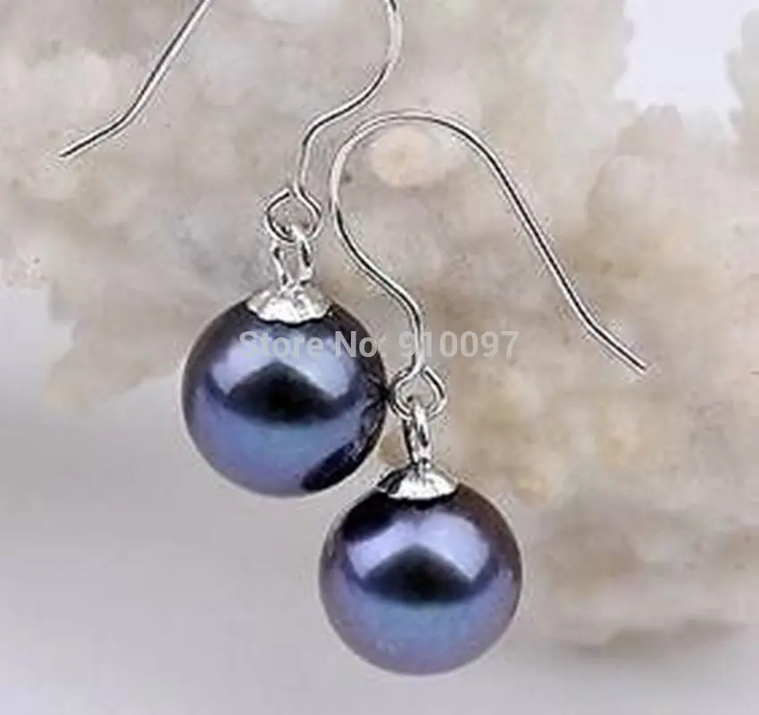 

>>>Stunning sea blue 12MM shell pearl earring SILVER
