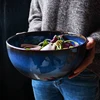 2400ml Super big salad bowl ceramic  blue porcelain  dropping bowl wholesale tableware  deep bowl deep blue big capacity bowl 2