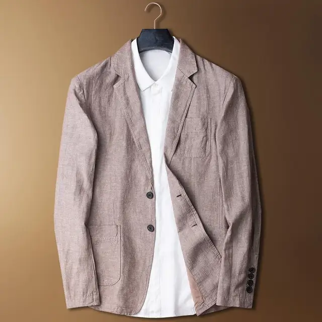 New arrival fashion Men Summer Cotton Linen Suit Jacket Thin Casual