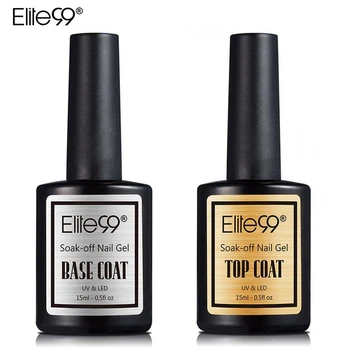 

Elite99 15ml Nail Gel Polish Soak Off Top Coat + Base Coat Long Lasting Nail Varnish Gel Primer Foundation Nail Art Manicure Kit