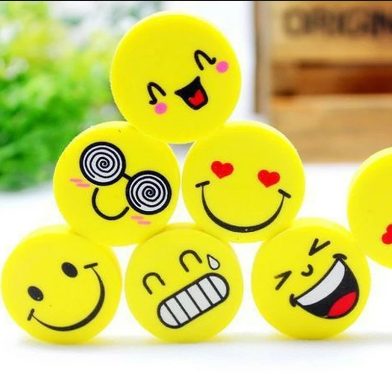 

30 pieces South Korea stationery eraser professional wholesale fairs selling cute smiley rubber student gift pencil erasers