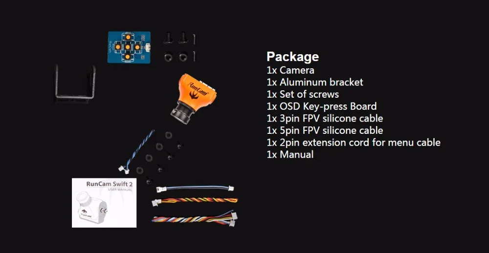 RunCam Swift 2 1/3 CCD 600TVL PAL микро Камера IR Blocked FOV 130/150/165 градусов 2,5 мм/2,3 мм/2,1 мм w/OSD MIC дистанционно управляемого мультикоптера