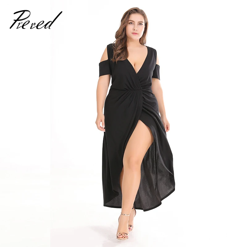 Prered Women Dress Plus Size Sexy Club Split dress with smell summer ...