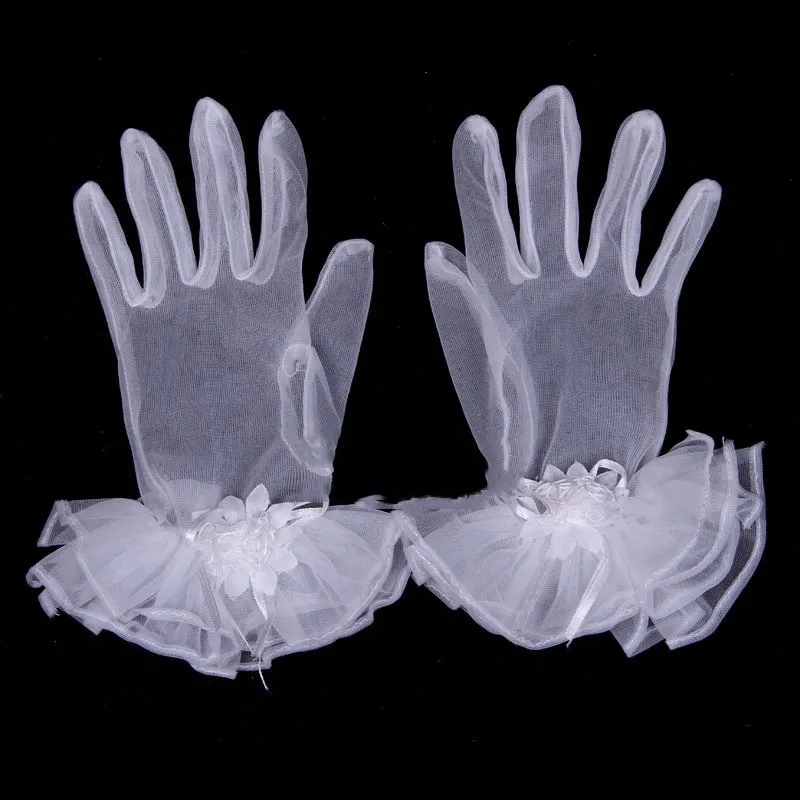 2018 модные белые Свадебные перчатки Опера Finger Роскошные Кружево Свадебные Прихватки для мангала цветок Свадебные перчатки Свадебные