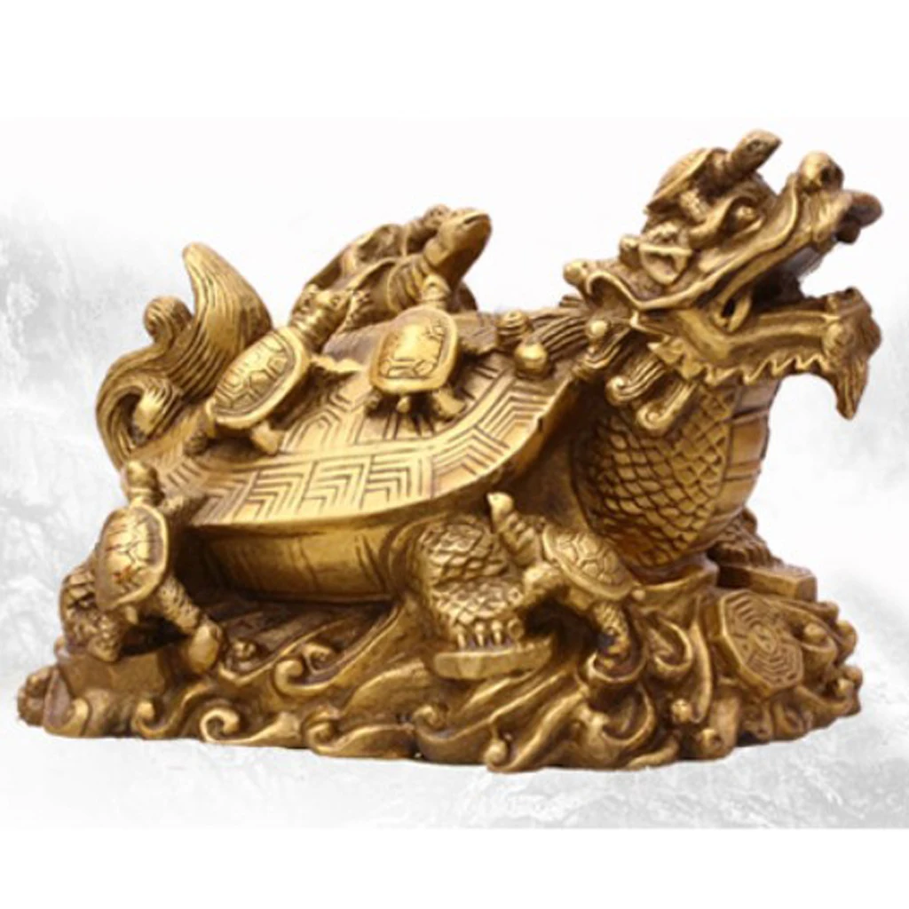 Collection Wealth Money Coin Brass Dragon Turtle Statue Furnishing Ornament Miniatures Tea Pet