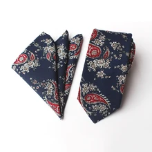 Cotton Ties for Men Printed Handkerchiefs Tie Set Fashion Casual Floral Slim 6cm Neckties Wedding Suits Pocket Square & Tie Sets