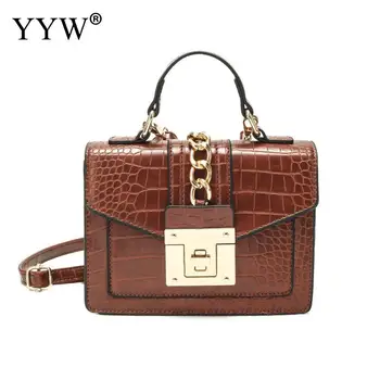 

2020 YYW Brown Crocodile Grain Vintage Leather Casual Shoulder Bag For Women Shopping Crossbody Messenger Bag Handbag Brown Sac