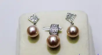 

Natural pink fresh water pearl Earring set Alloy, "Handmade"