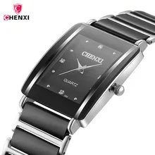 CHENXI Лидирующий бренд Роскошные Черные Керамические Мужские часы бриллианты украшения Водонепроницаемые кварцевые наручные часы Мужские часы reloj hombre 40