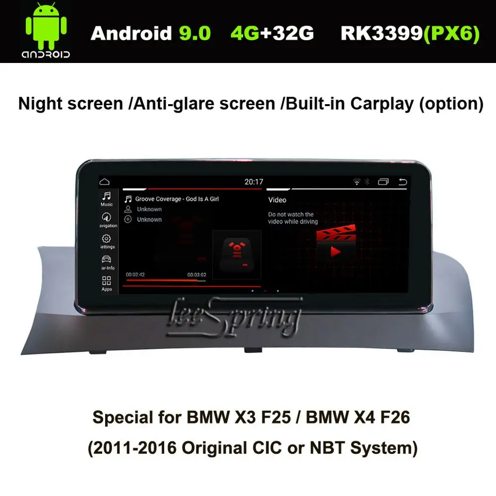 

10.25 inch IPS Screen Android 9.0 Car GPS Navigation for BMW X3 F25/for BMW X4 F26 (2011-2016 Original CIC or NBT System)