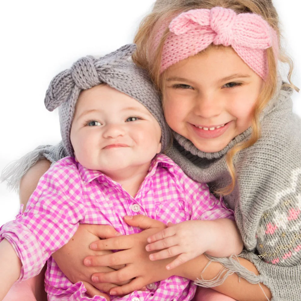 Girls Baby Cute Kids Toddler Crochet Bow Headband Hair Band Accessories Winter