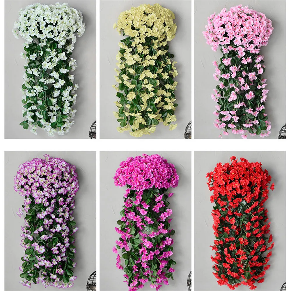 Silk Artificial Flowers With Leaves Silk Wall Hanging Vines Flower Violet Vine Rattan For Home Balcony Fence Wedding Decoration Silk Artificial Flowers With Leaves Silk Wall Hanging Vines Flower Violet Vine Rattan For Home Balcony Fence Wedding Decoration