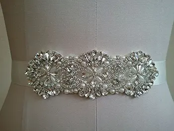 

Bling rhinestone decorationsPatch Pearl beaded trims for wedding dresses Crystal rhinestone applique evening gown