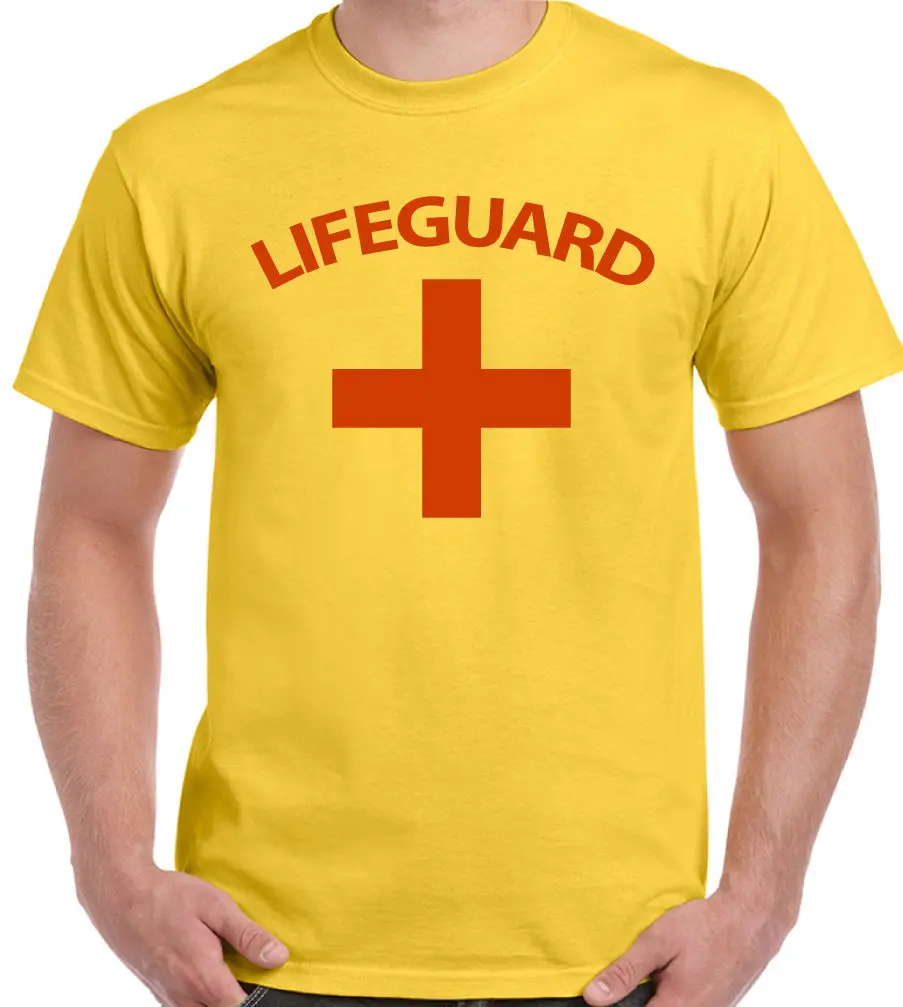 LIFEGUARD Mens Funny Fancy Dress T Shirt Stag Life Guard Costume Beach