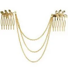 Торговля лист кисточкой моды личности украшения для волос, листья Женщин гребень аксессуары для волос цепи