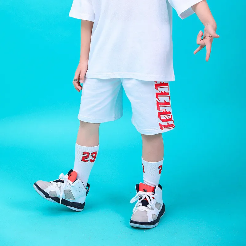 Children Hip Hop Clothing Oversized T Shirt Tops Casual Shorts for Girls Boys Jazz Dance Costumes Ballroom Dancing Clothes Wear (7)