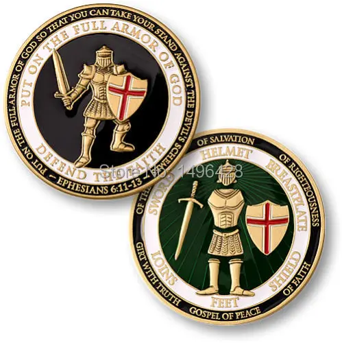 NEW Put on the Armor of God - Defend Faith Challenge Coin 30pcs/lot Free Shipping | Дом и сад