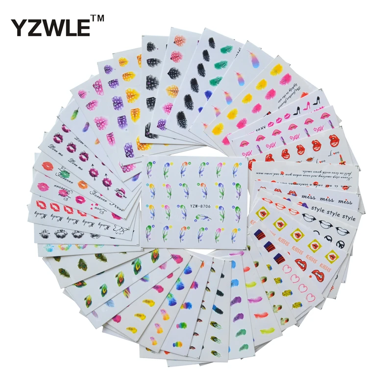 

YZWLE 37 Sheets DIY Decals Nails Art Water Transfer Printing Stickers Accessories For Manicure Salon