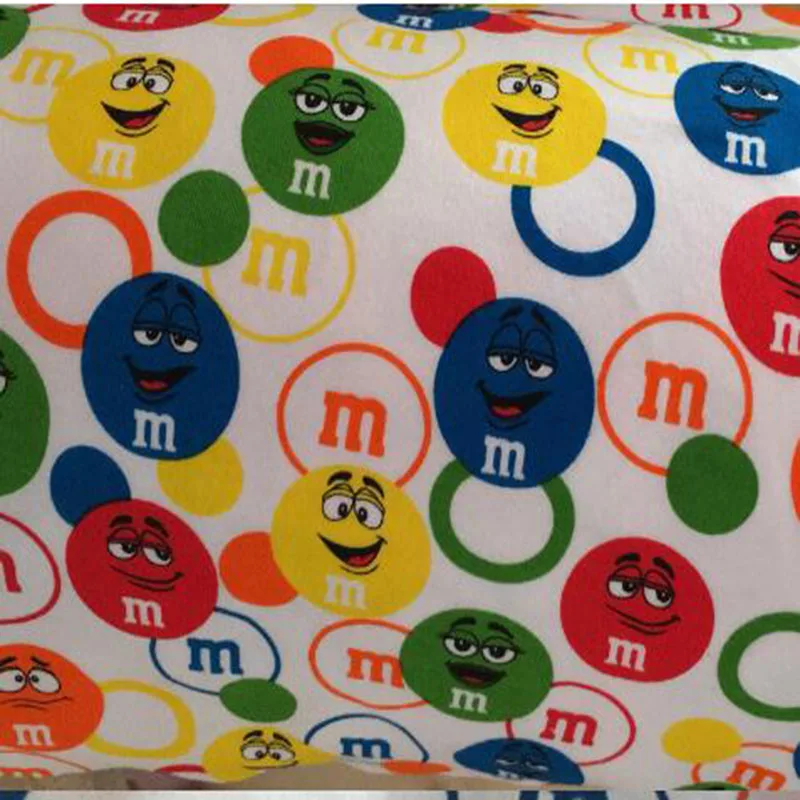 

New 160cm Wide 100%Cotton Knitted Fabric M Bean Patchwork Fabric M Beans Print Fabric Sewing Material Diy Baby Clothing&T-shirt