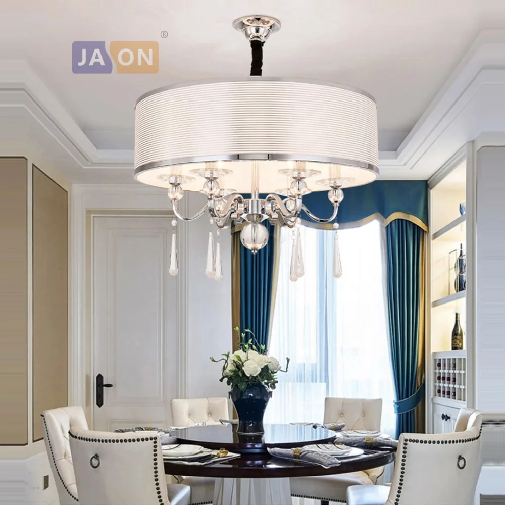 

led e14 Modern Iron Crystal Fabric Chrome LED Lamp LED Light.Pendant Lights.Pendant Lamp.Pendant light For Dinning Room Foyer
