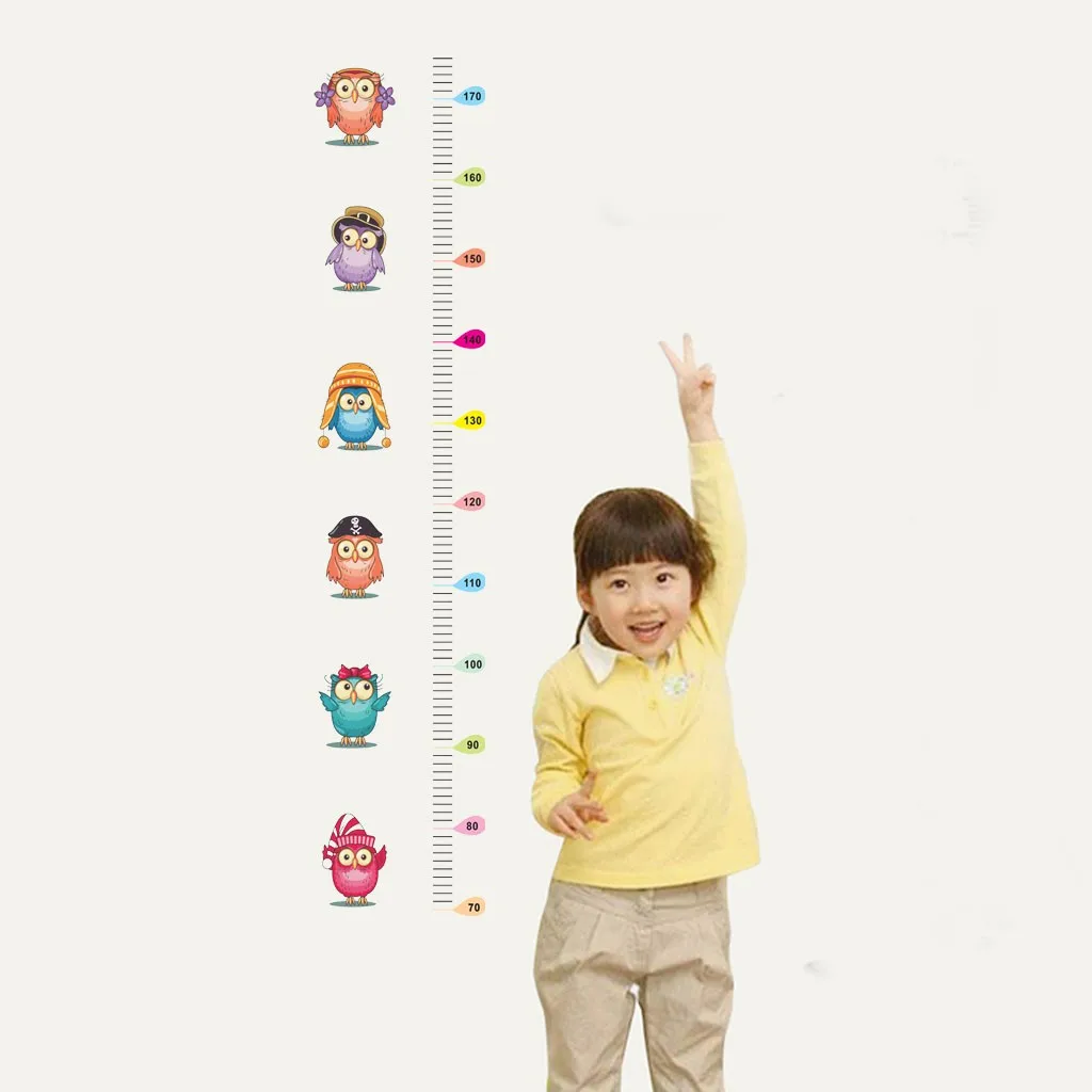 

% Jungle Animals Owl Height Measure Wall Sticker For Kids Rooms Growth Chart Nursery Room Decor Wall Decals Art stickers muraux