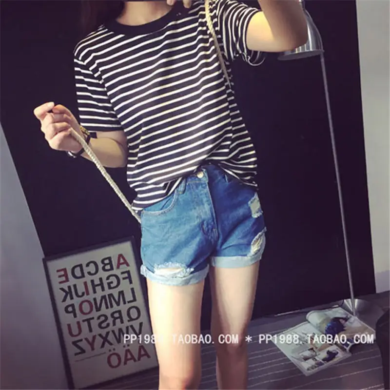 Женская футболка в полоску Повседневная модная для девушек модель AW7811 на лето