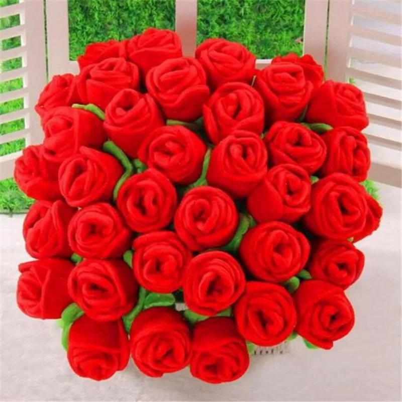 Skyleshine 10pcs/lot Red Rose Bouquets Plush Plants Toys Bunch Flower