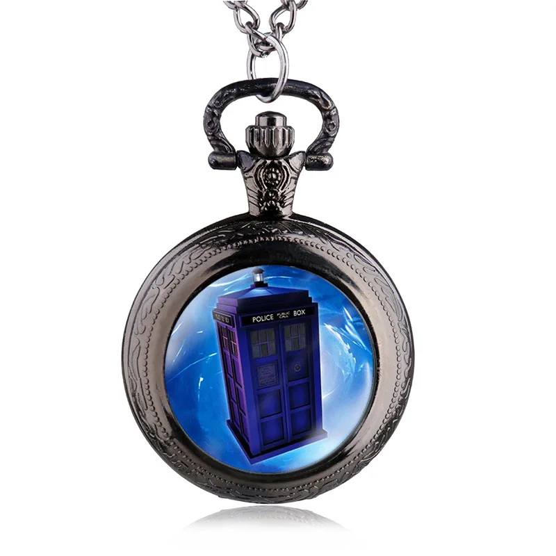 Новое поступление модное ожерелье Tardis полицейская шкатулка кварцевые карманные