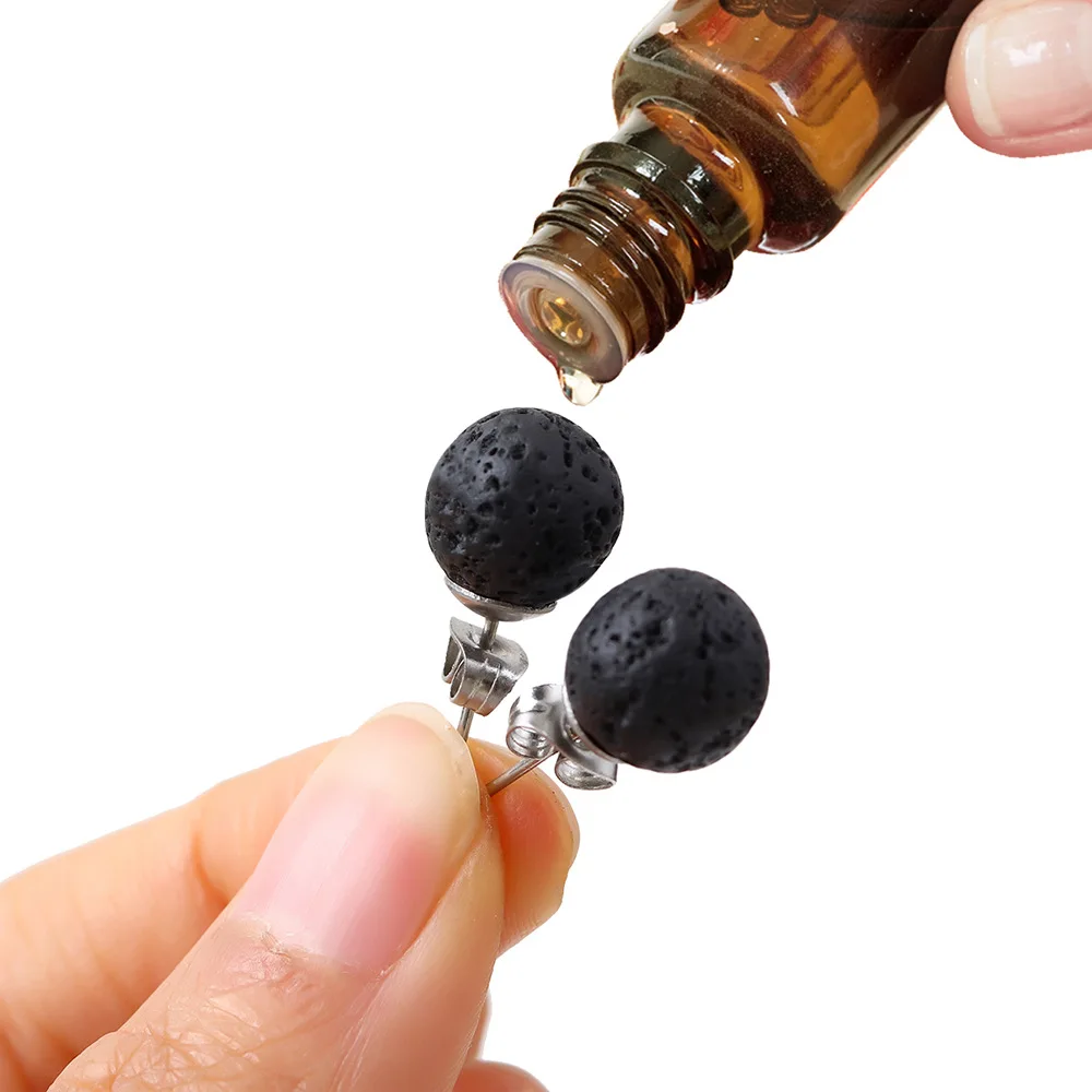 

1Pair Lava Stone Earrings for Women Essential Oil Diffuser Aromatherapy Jewelry 6mm 8mm 10mm lava Aroma Diffuser Earrings
