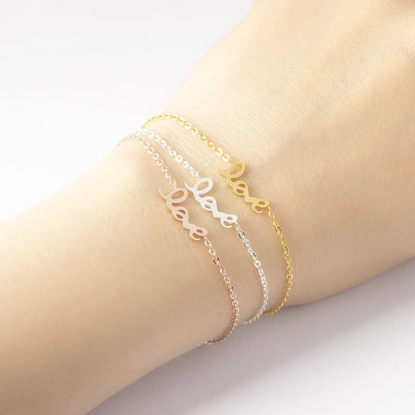 V Attract 1Pcs Monogram Letter Charm Bracelet Gold Link Chain Stackable Stainless Steel Jewellery Pulseras Vintage|Браслеты-манжеты| |