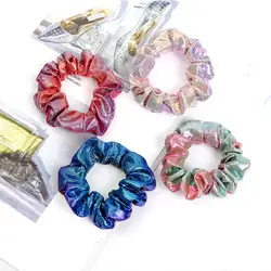 Радуга Scrunchie блеск волос Галстуки для девочек милые конский хвост держатели Веревка Многоцветный Эластичный женские обручи аксессуары