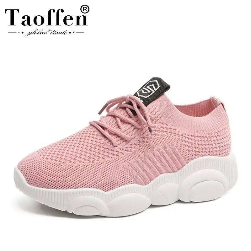 

TAOFFEN Breathable Mesh Fashion Simple Club Vulcanized Shoes Women Young Thick Bottom Sneakers Brand Ladies Shoes Size 35-40