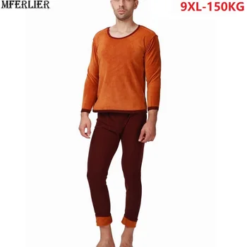 

MFERLIER winter men Thermal Underwear Bottoms thick man Long Johns warm fleece large size big 5XL 6XL 7XL 8XL 9XL Underwear tops