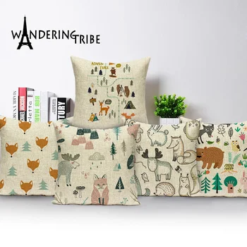 

Animal Cartoon Sofa Cushion Cover Decoration Nordic Home Kissen Farmhouse Throw Pillows Living Room Cushions Pillowcase 45*45