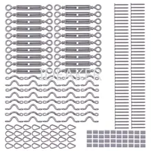304 Нержавеющая сталь 20 шт. M5 глаз для глаз Фаркоп для выведения токсинов, 40 шт M3 втулки для веревок Кабельные перила комплект деревянные столбы кабельный провод