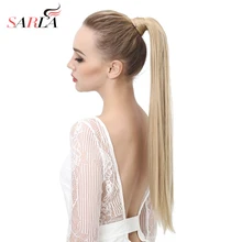 SARLA Long Straight 24″& 28″ Synthetic Wrap Around Ponytail Hair Extensions High Temperature Fiber Clip-in Hairpieces P001