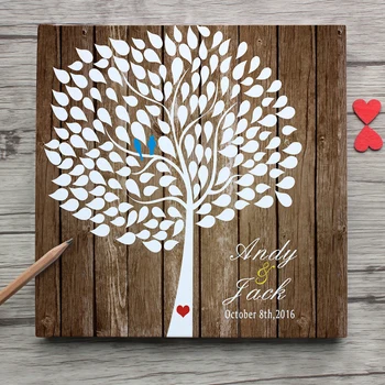 

Personalized White Wedding Guest Book Alternative,Custom Guest Book Wedding Rustic Tree Guestbook,DIY Photo Album For Wedding