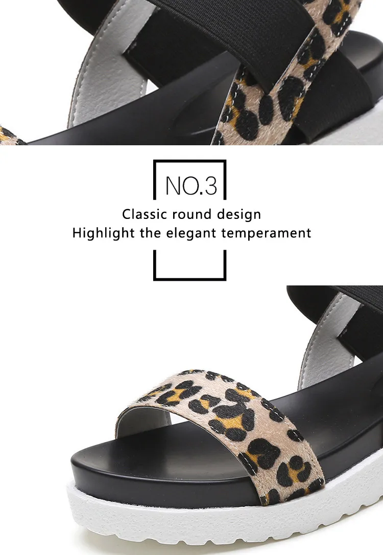 Женская летняя обувь Босоножки на платформе Leopard Гладиатор Стиль Женская мода плоской подошве Sandalias открытый носок женская пляжная обувь