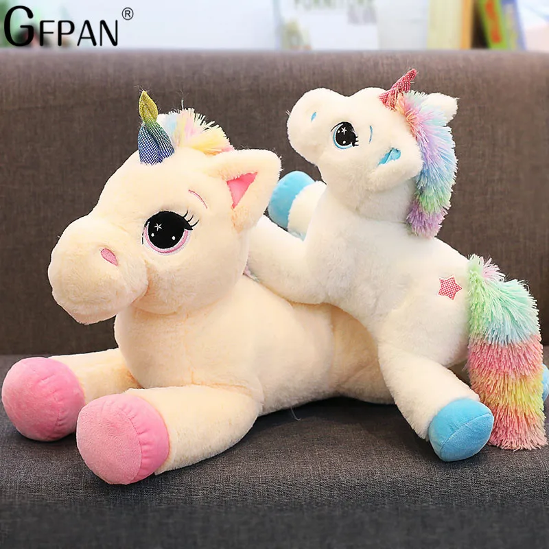 Giant 60/80cm Kawaii Unicorn Stuffed Animals Soft Plush Doll Cartoon Unicorn Animal Horse Birthday Gift Toys for children Kids