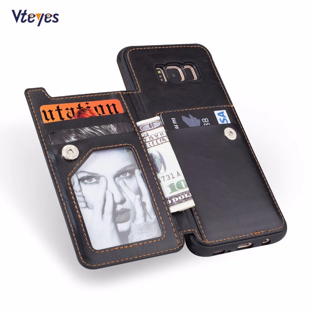 

Luxury Cool PU Leather Wallet Phone Case For Samsung S9 Plus S7 Edge S8 Note8 Flip Coque With Card Holder Zipper Cover