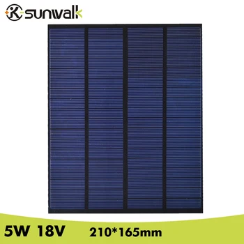 

SUNWALK 5W 18V 270mAh Solar Panel Polycrystalline PET Mini Solar Panel Cell Module for DIY Solar System 210*165mm