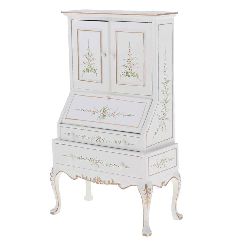 Handmade 1/6 White Collect Cabinet Cupboard for Hot Toys Dolls House Accessory Decor